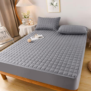 Mattress Cover Gray 160 Centimetre X 200 Waterproof Quilted Bed Sheet
