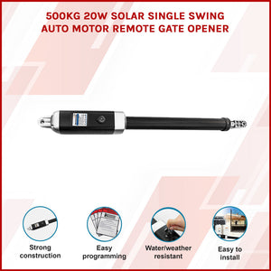 500Kg 20W Solar Single Swing Auto Motor Remote Gate Opener