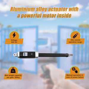 500Kg 20W Solar Single Swing Auto Motor Remote Gate Opener