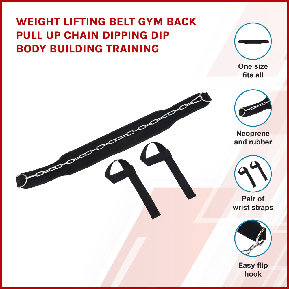 Weight Lifting Belt Gym Back Pull Up Chain Dipping Body Building Training
