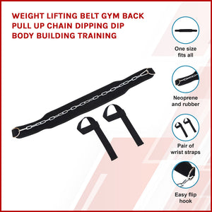 Weight Lifting Belt Gym Back Pull Up Chain Dipping Body Building Training