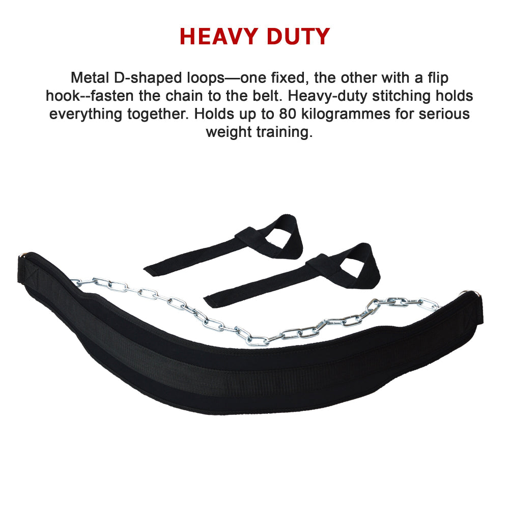 Weight Lifting Belt Gym Back Pull Up Chain Dipping Body Building Training