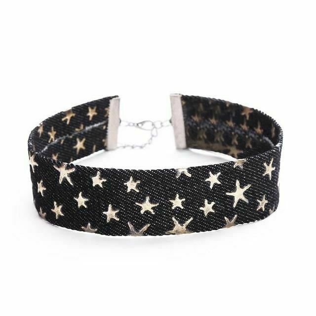 House Of Dasein Day Collar Blue Star Choker Distressed Denim Necklace Fetish Kink