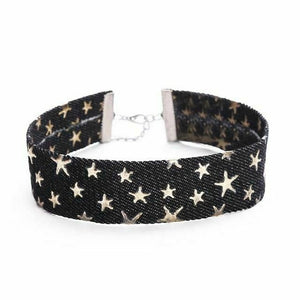 House Of Dasein Day Collar Blue Star Choker Distressed Denim Necklace Fetish Kink
