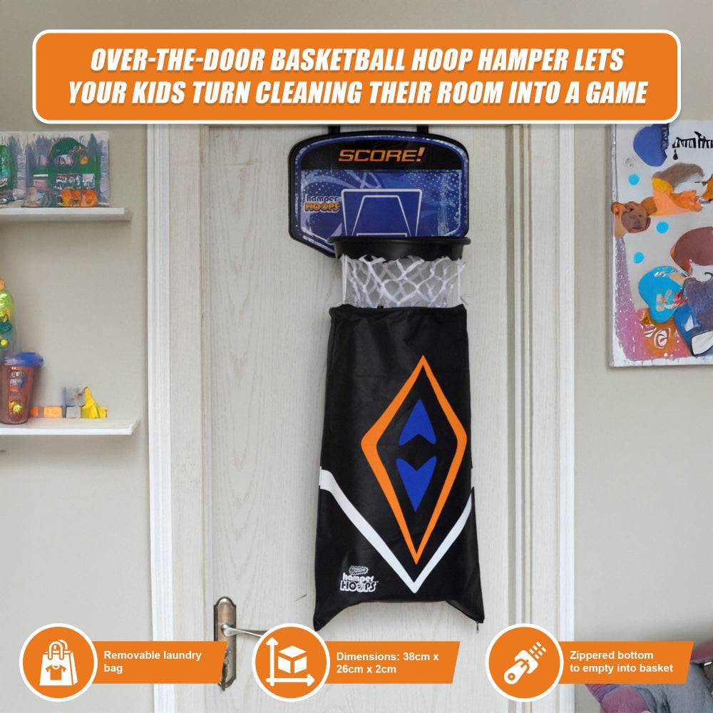 Hamper Basketball Laundry Hoop Hanging Clothes Storage Kids Fun Door Bag