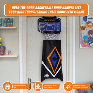 Hamper Basketball Laundry Hoop Hanging Clothes Storage Kids Fun Door Bag