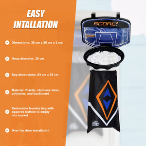 Hamper Basketball Laundry Hoop Hanging Clothes Storage Kids Fun Door Bag