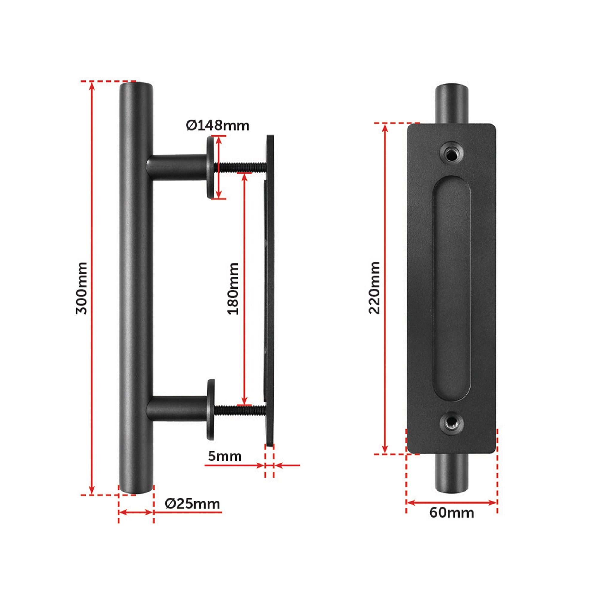 Carbon Steel Door Handle & Flush Pull Wood Gate Hardware 12"