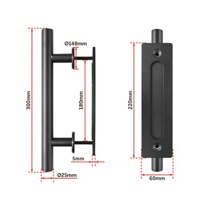 Carbon Steel Door Handle & Flush Pull Wood Gate Hardware 12"