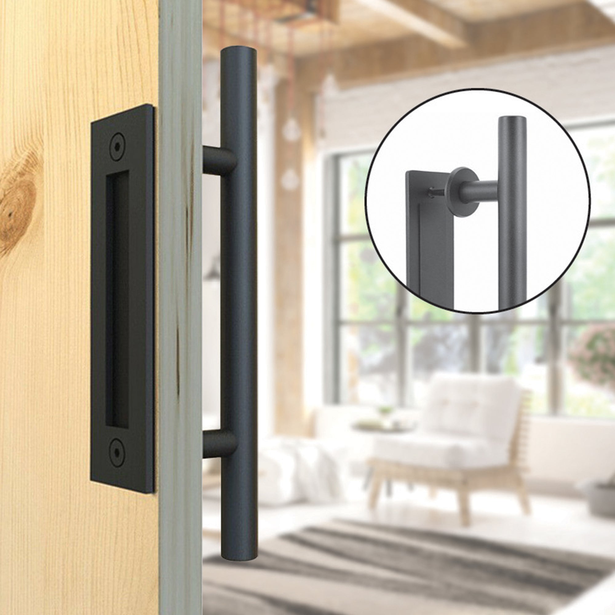 Carbon Steel Door Handle & Flush Pull Wood Gate Hardware 12"