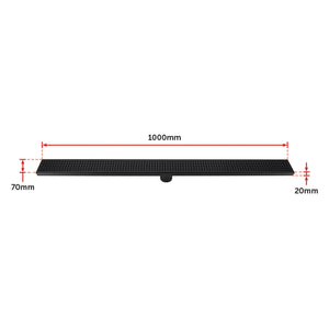 1000mm Bathroom Shower Black Grate Drain w/Centre outlet Floor Waste Square Pattern