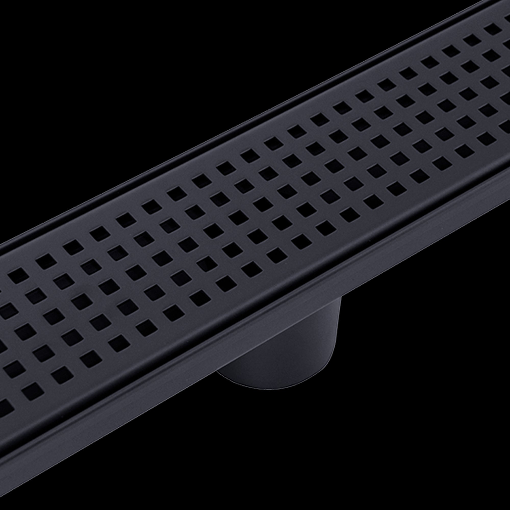 1000mm Bathroom Shower Black Grate Drain w/Centre outlet Floor Waste Square Pattern