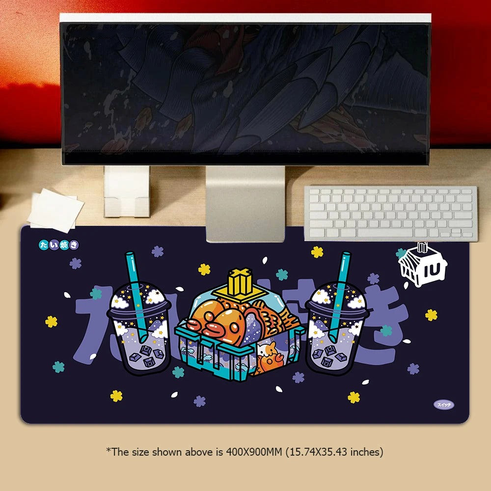 Mouse Pad Black 400X800x3mm Milk Tea Game Rubber Soft Keyboard Desk Mat