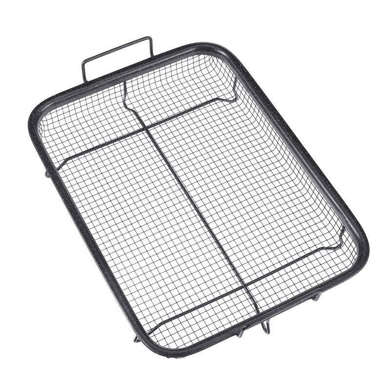 Black Non Stick Mesh Pan Oven Baking Grill Tray Basket