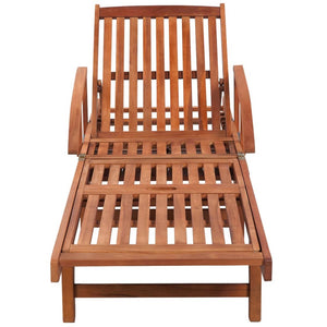 Sun Lounger With Cushion Solid Acacia Wood