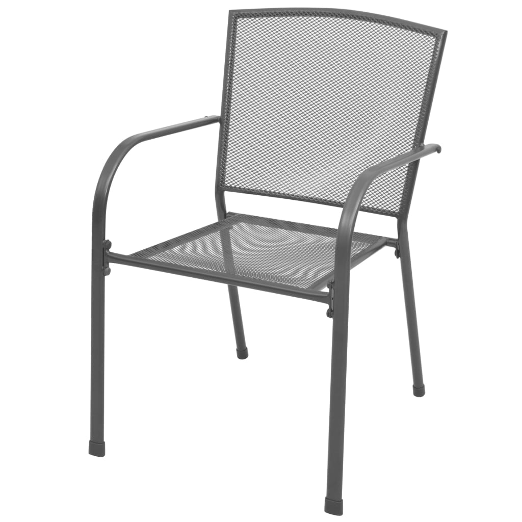 Stackable Garden Chairs 2 Pcs Steel Grey