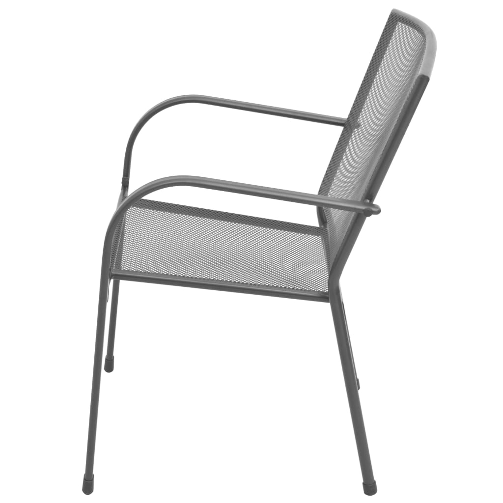 Stackable Garden Chairs 2 Pcs Steel Grey