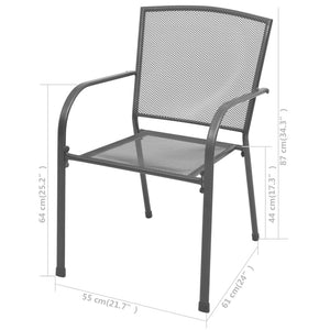 Stackable Garden Chairs 2 Pcs Steel Grey