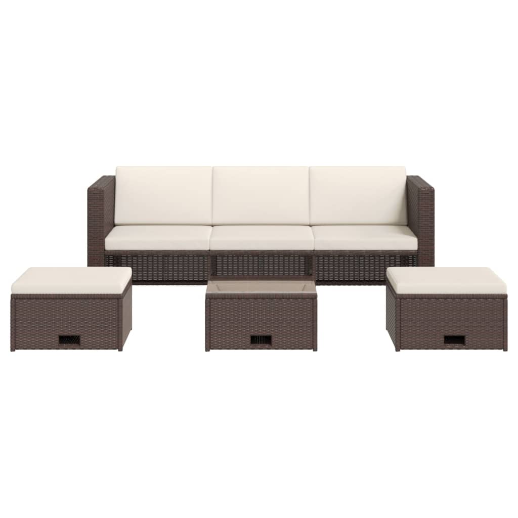 4 Piece Garden Lounge Set With Cushions Poly Rattan Brown