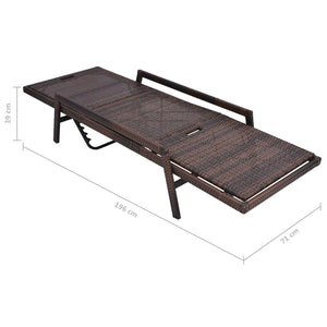 Sun Lounger With Cushion Poly Rattan Brown