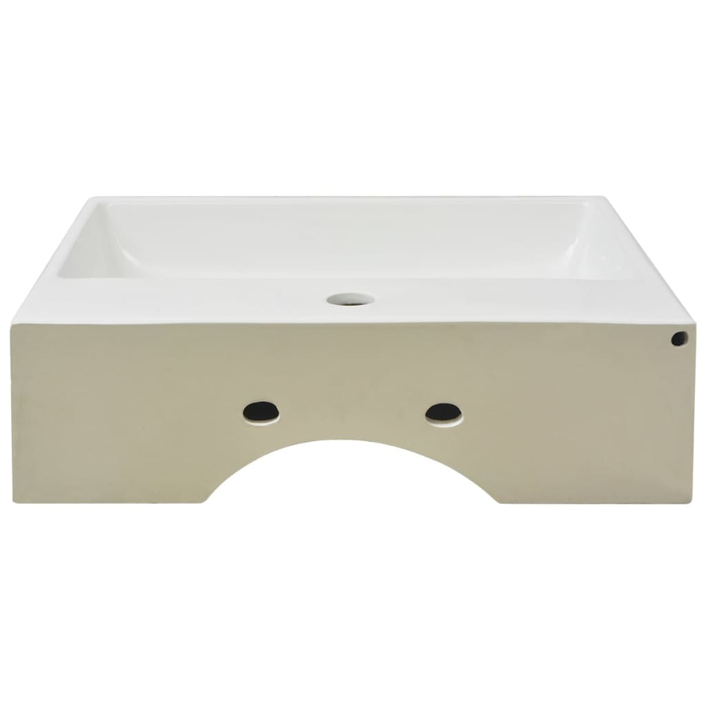 Basin With Faucet Hole Ceramic White 51.5X38.5X15 Cm