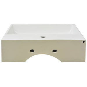 Basin With Faucet Hole Ceramic White 51.5X38.5X15 Cm