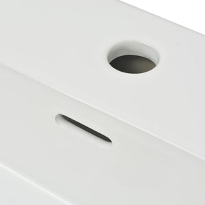 Basin With Faucet Hole Ceramic White 51.5X38.5X15 Cm