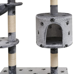 Cat Tree With Sisal Scratching Posts 125 Cm Paw Prints Grey