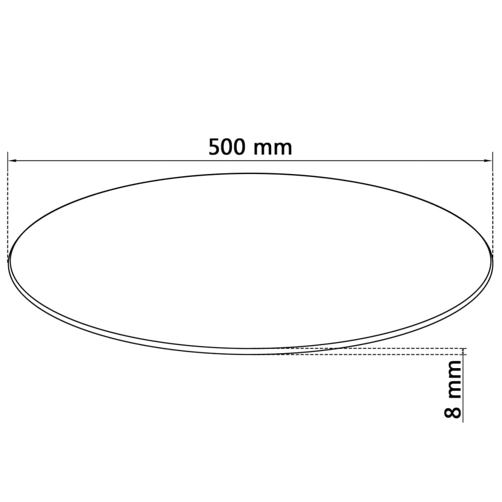 Table Top Tempered Glass Round 500 Mm