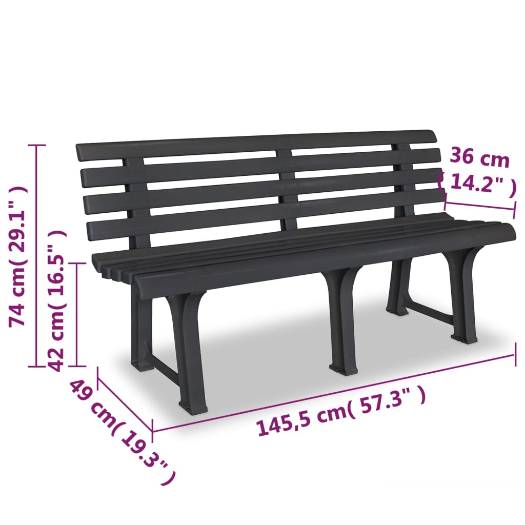 Garden Bench 145.5 Cm Plastic Anthracite