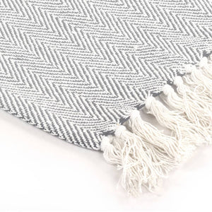 Throw Cotton Herringbone Grey