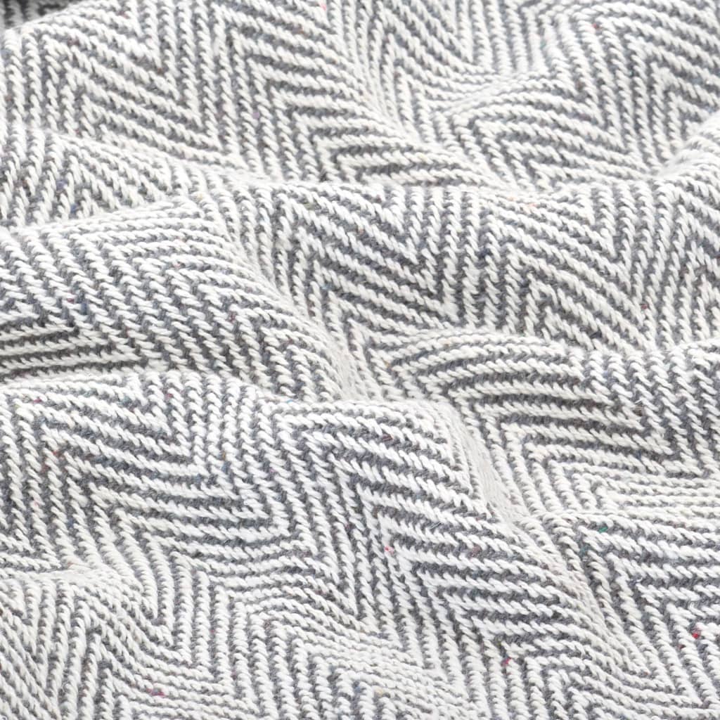 Throw Cotton Herringbone Grey