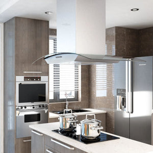 Island Range Hood 90 Cm Stainless Steel 756 M/H Led