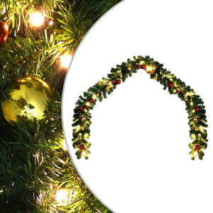 Christmas Garland Decorated With Baubles And Led Lights 20 M