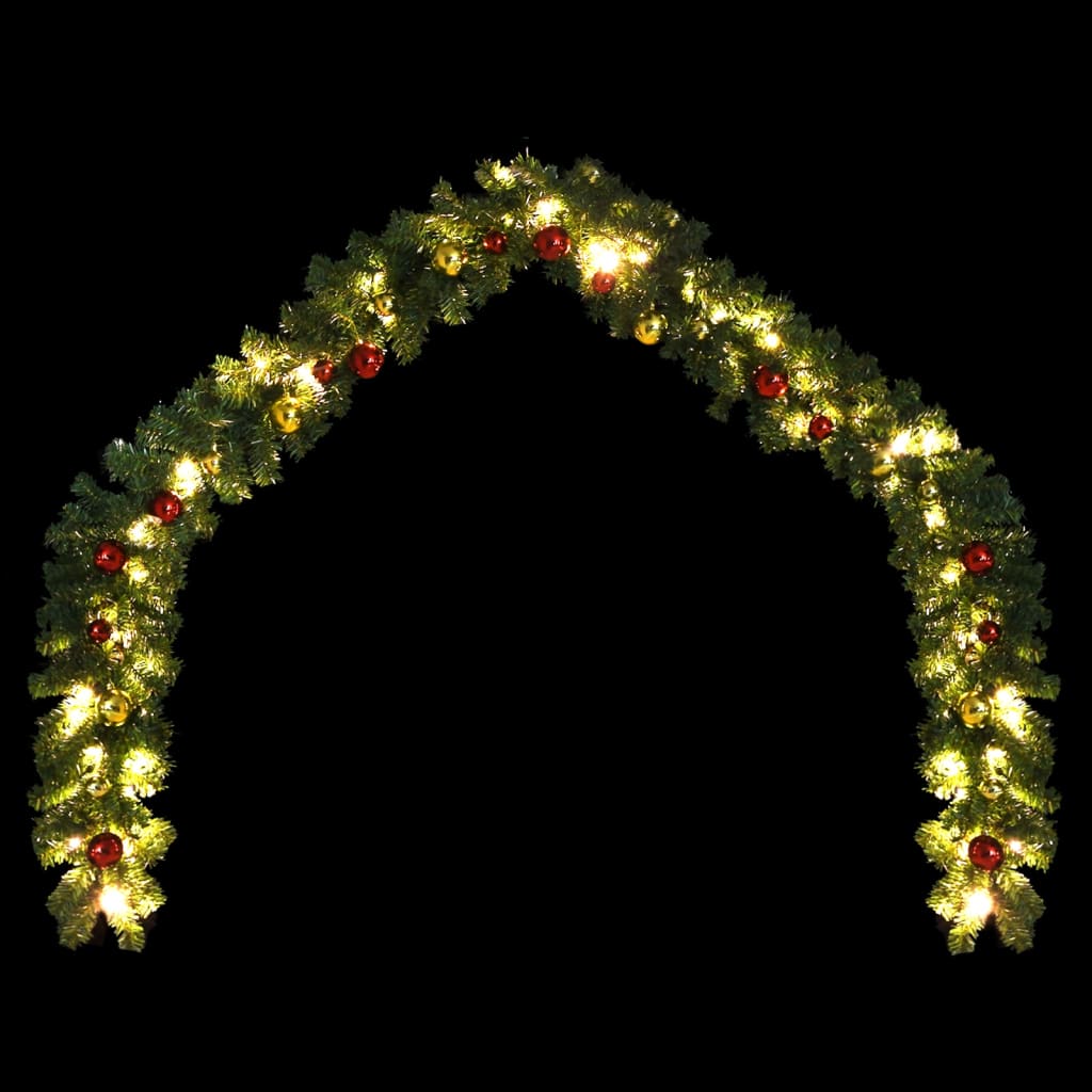 Christmas Garland Decorated With Baubles And Led Lights 20 M