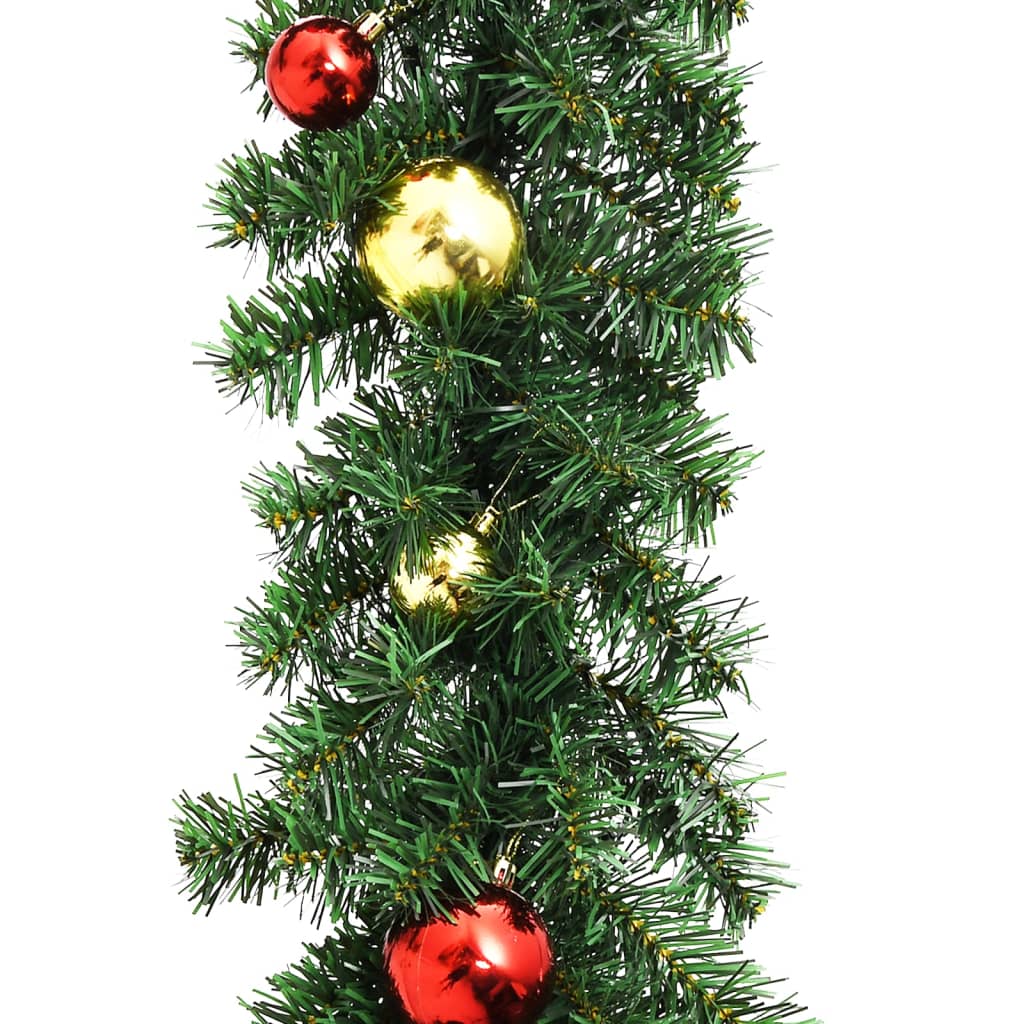 Christmas Garland Decorated With Baubles And Led Lights 20 M