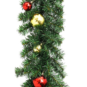 Christmas Garland Decorated With Baubles And Led Lights 20 M