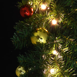 Christmas Garland Decorated With Baubles And Led Lights 20 M