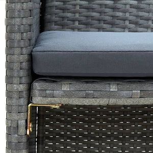 2 Seater Garden Sofa With Cushions Grey Poly Rattan