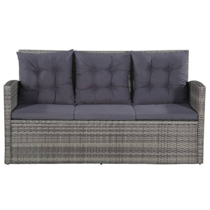 6 Piece Garden Lounge Set With Cushions Poly Rattan Grey