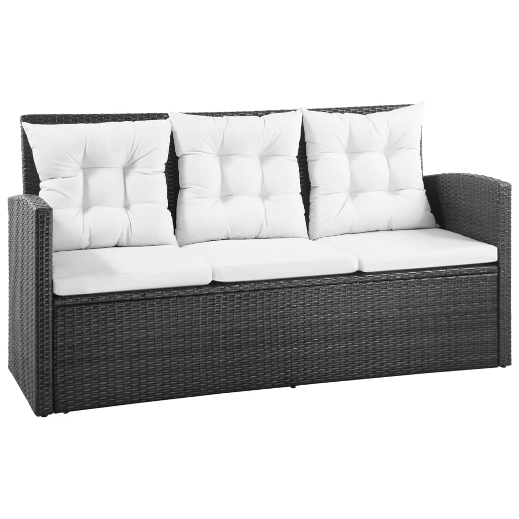 5 Piece Garden Lounge Set With Cushions Poly Rattan Black