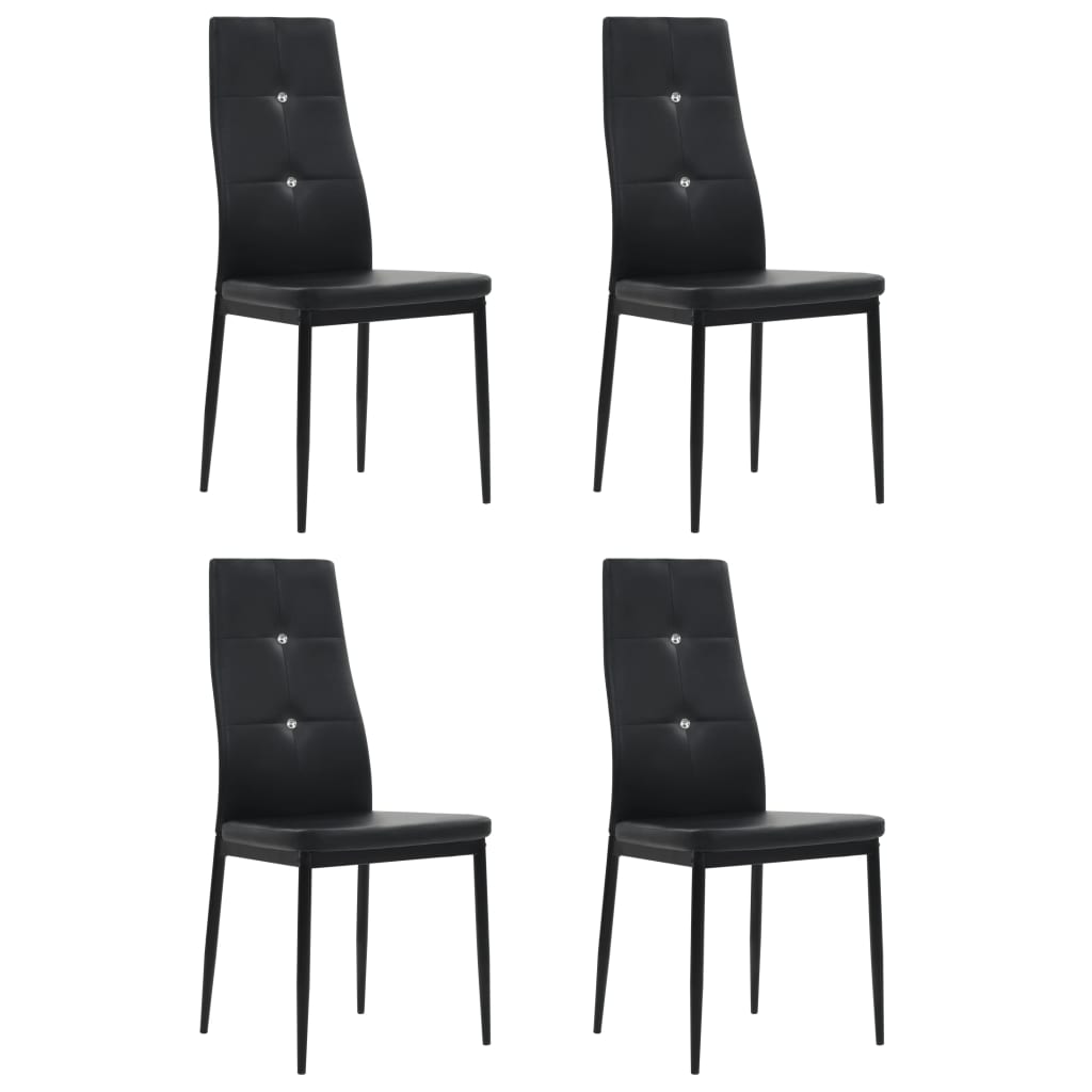 Dining Chairs 4 Pcs Black Faux Leather