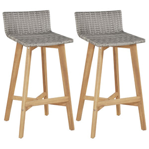 Bar Chairs 2 Pcs Solid Acacia Wood