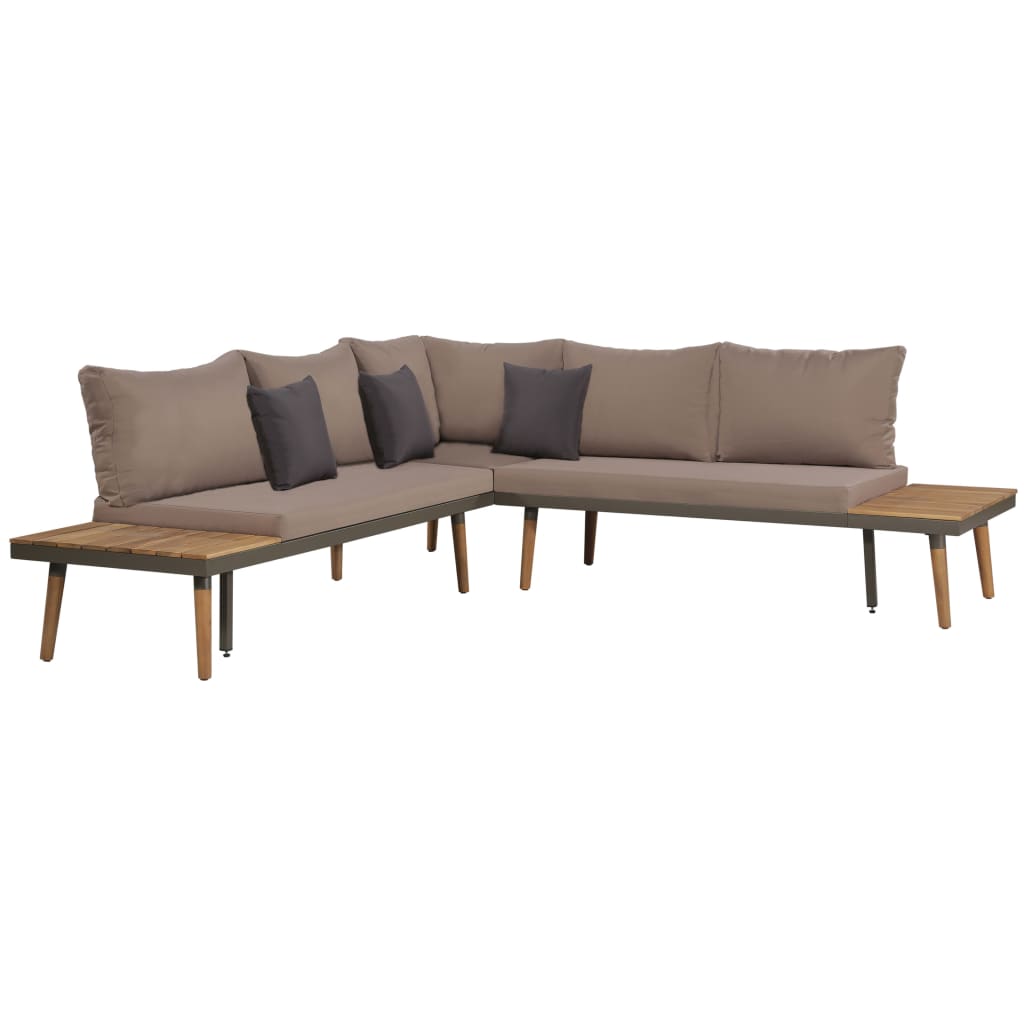 4 Piece Garden Lounge Set With Cushions Solid Acacia Wood Brown