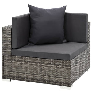 7 Piece Garden Lounge Set With Cushions Poly Rattan Grey