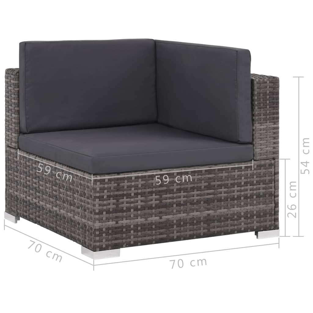 7 Piece Garden Lounge Set With Cushions Poly Rattan Grey