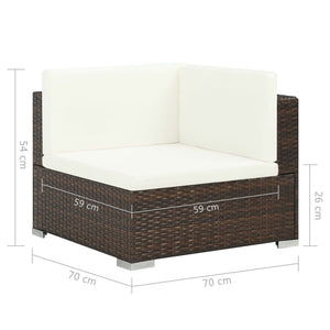 6 Piece Garden Lounge Set With Cushions Poly Rattan Brown