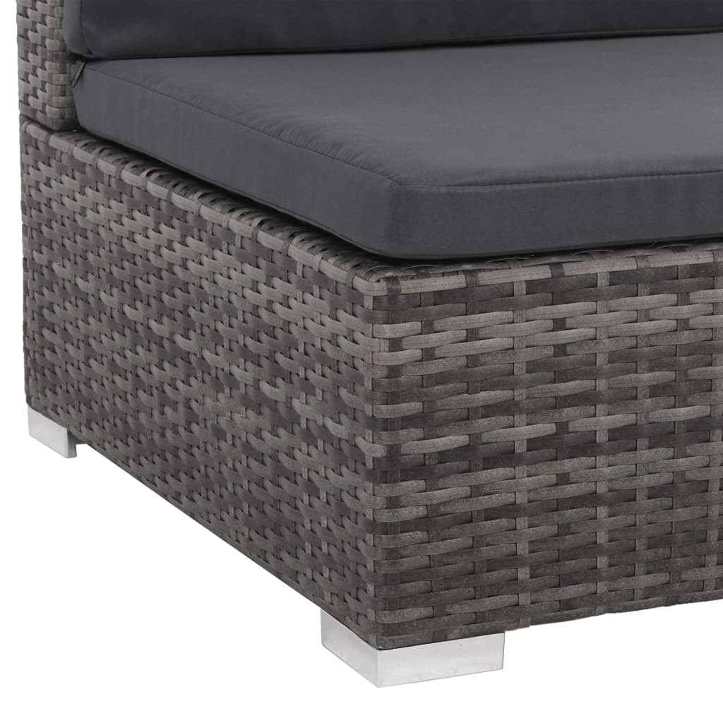 6 Piece Garden Lounge Set With Cushions Poly Rattan Grey