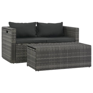 6 Piece Garden Lounge Set With Cushions Poly Rattan Grey