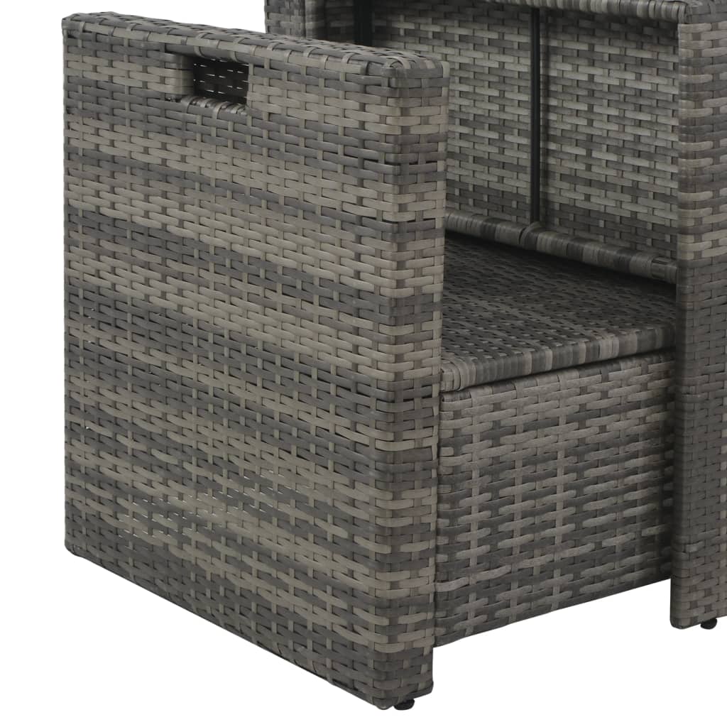 6 Piece Garden Lounge Set With Cushions Poly Rattan Grey